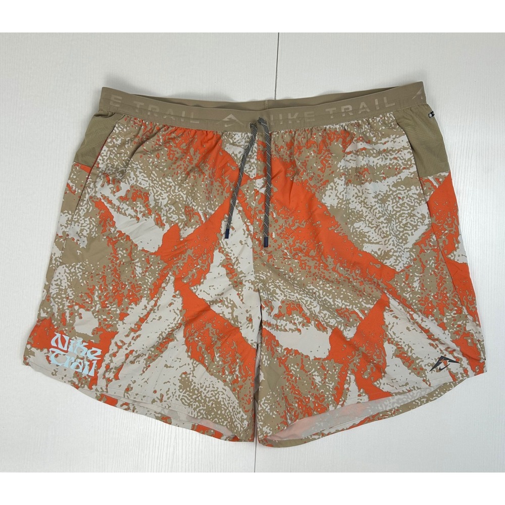 Nike Trail Shorts Mens 3XL Tall Orange Khaki Dri-FIT Running FV9949-247 Gorpcore